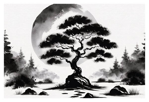 Obraz – Čiernobiela bonsai (90x60 cm)