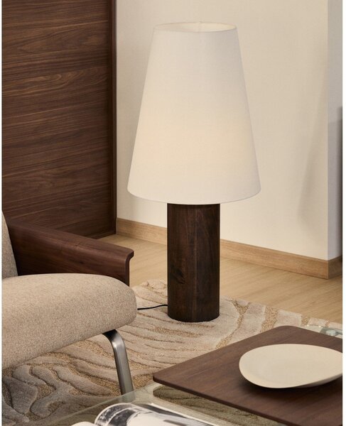 Biela/v tmavoprírodnej farbe stojacia lampa s textilným tienidlom (výška 110 cm) Marga – Kave Home