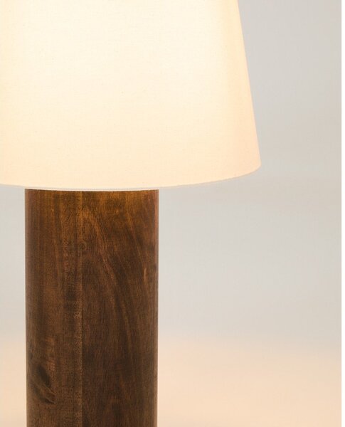 Biela/v tmavoprírodnej farbe stojacia lampa s textilným tienidlom (výška 110 cm) Marga – Kave Home