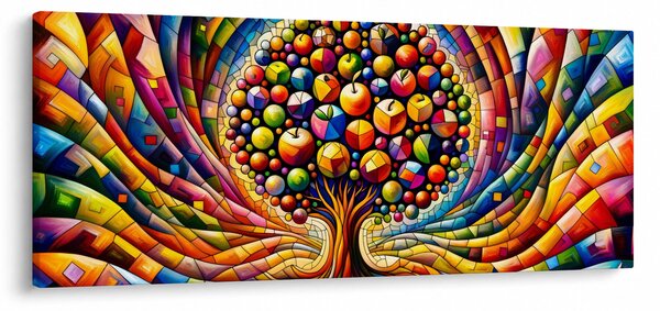 Obraz – Farebný strom s jablkami (120x50 cm)