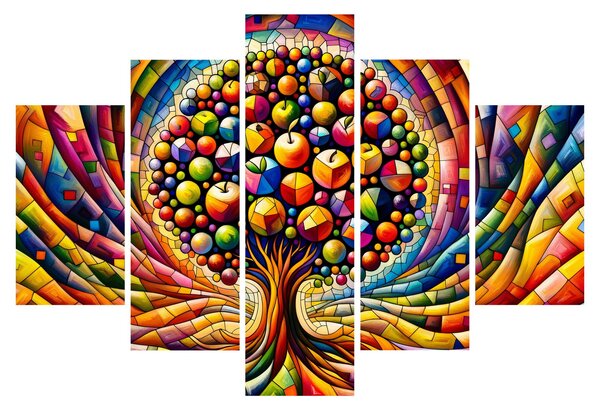 Obraz – Farebný strom s jablkami (150x105 cm)