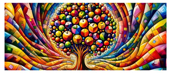 Obraz – Farebný strom s jablkami (120x50 cm)
