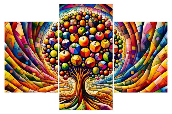 Obraz – Farebný strom s jablkami (90x60 cm)