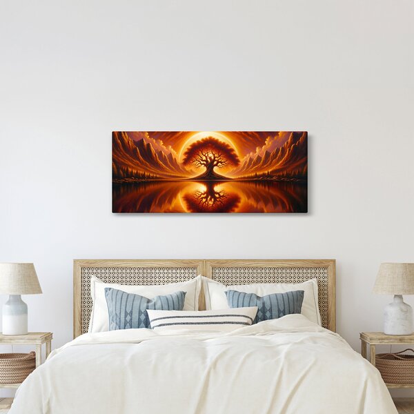 Obraz – Strom v krvavom slnku (120x50 cm)