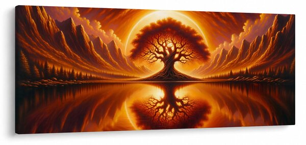 Obraz – Strom v krvavom slnku (120x50 cm)