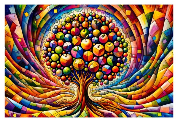Obraz – Farebný strom s jablkami (90x60 cm)