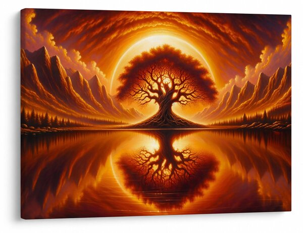 Obraz – Strom v krvavom slnku (70x50 cm)