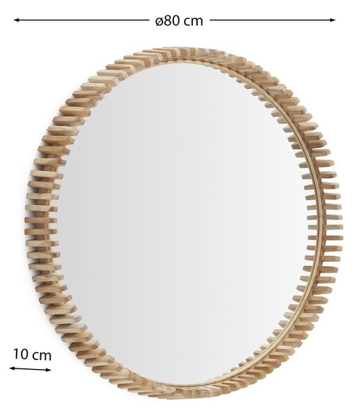 Nástenné zrkadlo s dreveným rámom ø 80 cm Polke – Kave Home
