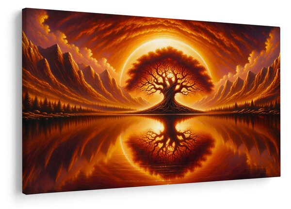 Obraz – Strom v krvavom slnku (90x60 cm)