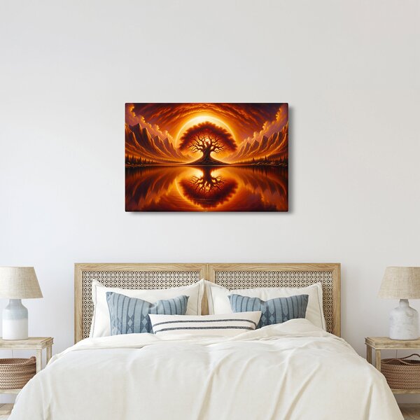Obraz – Strom v krvavom slnku (90x60 cm)
