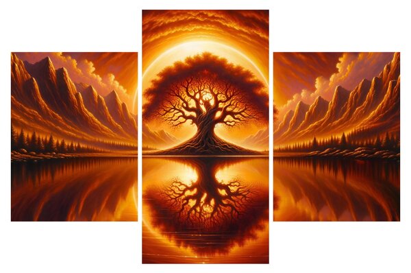 Obraz – Strom v krvavom slnku (90x60 cm)
