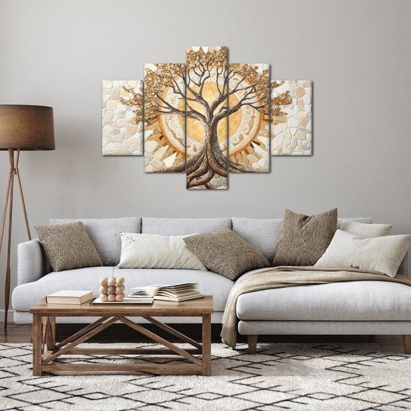 Obraz – Zlatý strom života v mozaike (150x105 cm)