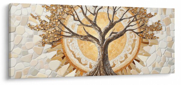 Obraz – Zlatý strom života v mozaike (120x50 cm)