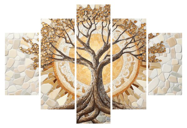 Obraz – Zlatý strom života v mozaike (150x105 cm)