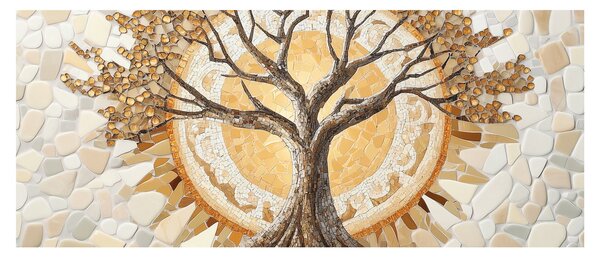 Obraz – Zlatý strom života v mozaike (120x50 cm)