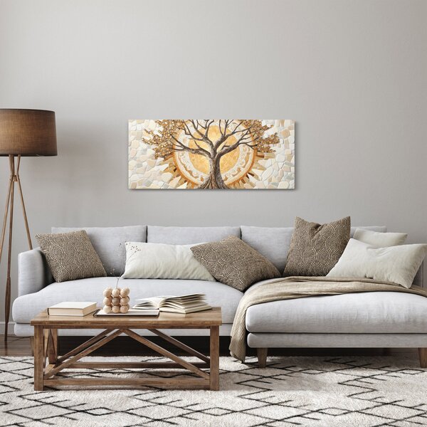 Obraz – Zlatý strom života v mozaike (120x50 cm)