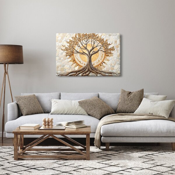 Obraz – Zlatý strom života v mozaike (90x60 cm)