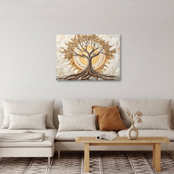 Obraz – Zlatý strom života v mozaike (70x50 cm)
