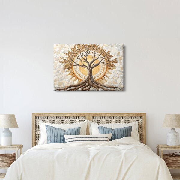 Obraz – Zlatý strom života v mozaike (90x60 cm)