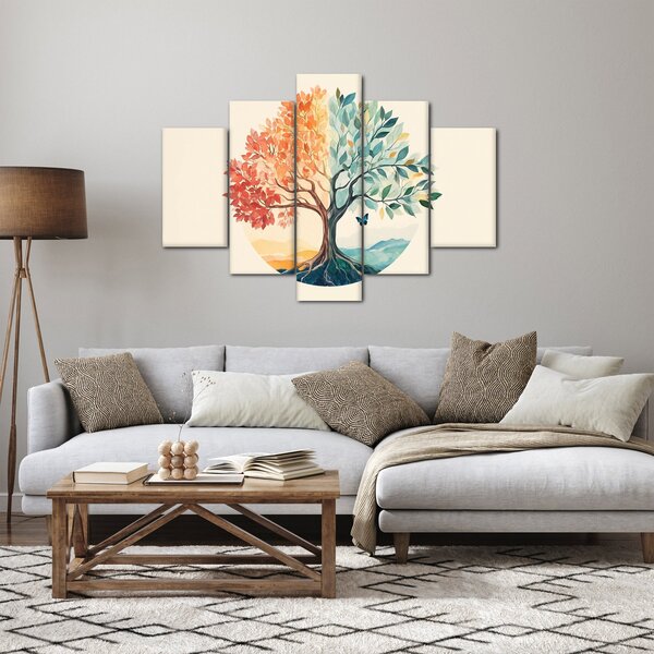 Obraz – Duálny strom s motýľom (150x105 cm)