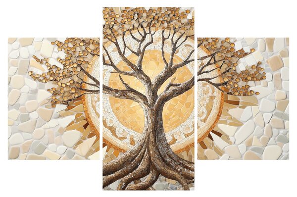 Obraz – Zlatý strom života v mozaike (90x60 cm)
