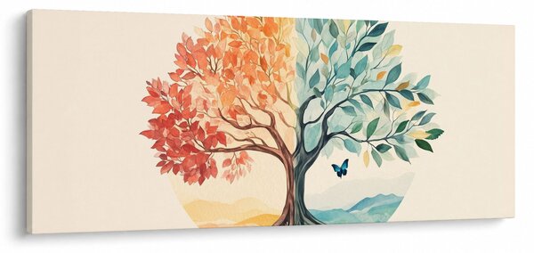 Obraz – Duálny strom s motýľom (120x50 cm)