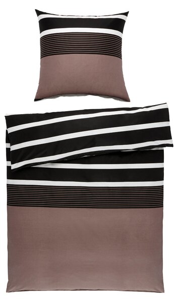 POSTEĽNÁ BIELIZEŇ, satén, hnedá, čierna, 155/220 cm Janine - Online Only bytové doplnky, Online Only