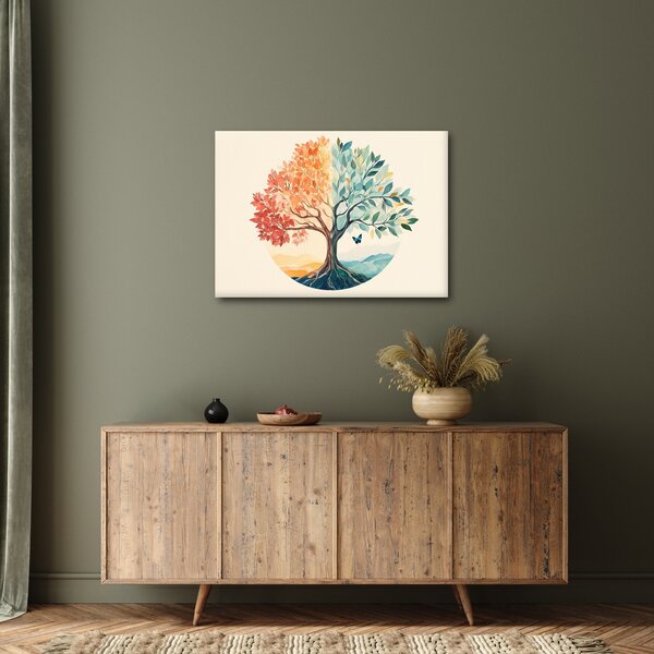 Obraz – Duálny strom s motýľom (70x50 cm)