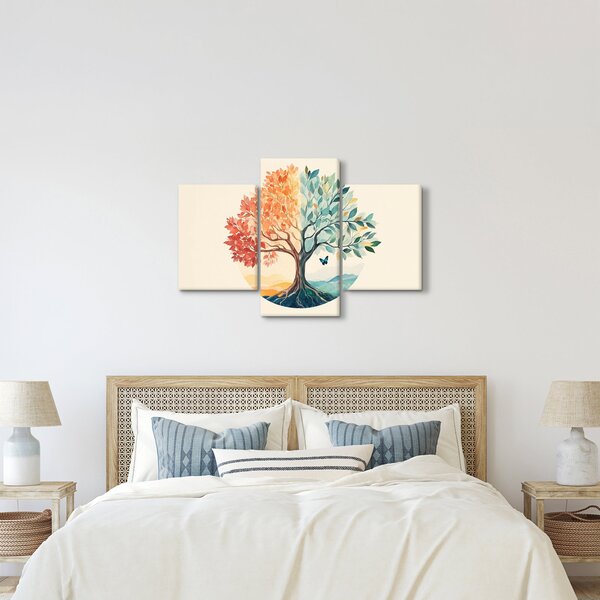 Obraz – Duálny strom s motýľom (90x60 cm)