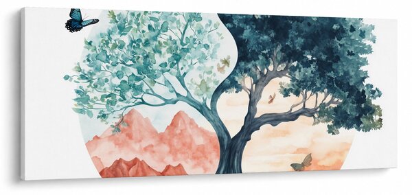 Obraz – Akvarelový strom plný života (120x50 cm)