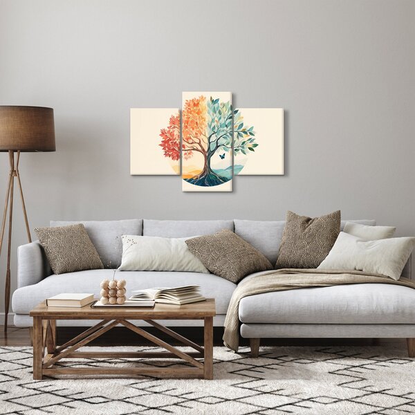 Obraz – Duálny strom s motýľom (90x60 cm)