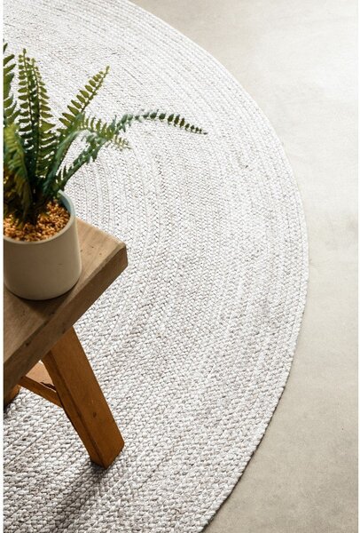 Biely obojstranný/ručne tkaný jutový okrúhly koberec ø 140 cm Braided – Hanse Home