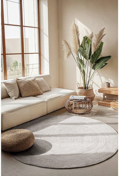 Biely obojstranný/ručne tkaný jutový okrúhly koberec ø 140 cm Braided – Hanse Home