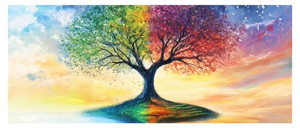 Obraz – Maľovaný strom ročných období (120x50 cm)
