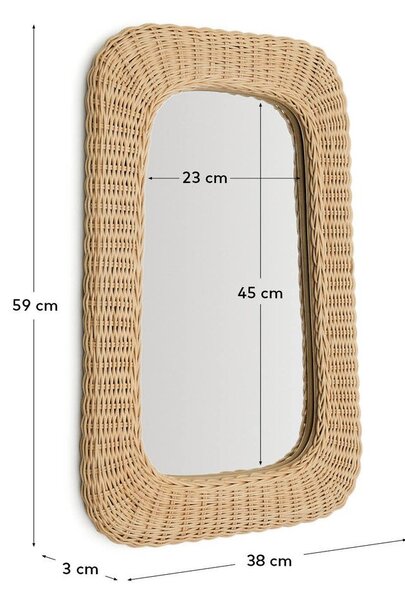 Nástenné zrkadlo s ratanovým rámom 38x59 cm Zilna – Kave Home
