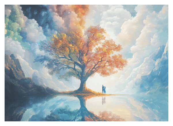 Sklenený obraz – Strom života a lásky (70x50 cm)