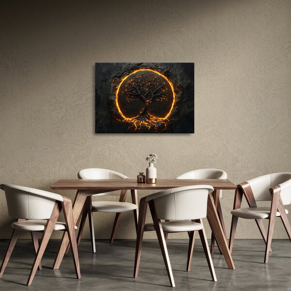 Sklenený obraz – Strom života v láve II. (70x50 cm)
