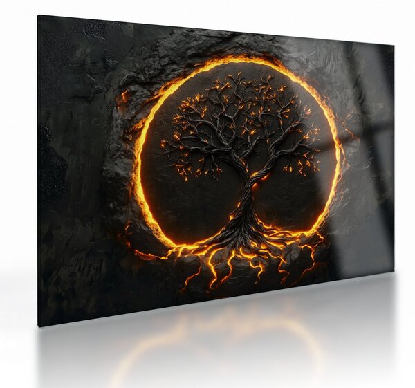 Sklenený obraz – Strom života v láve II. (70x50 cm)