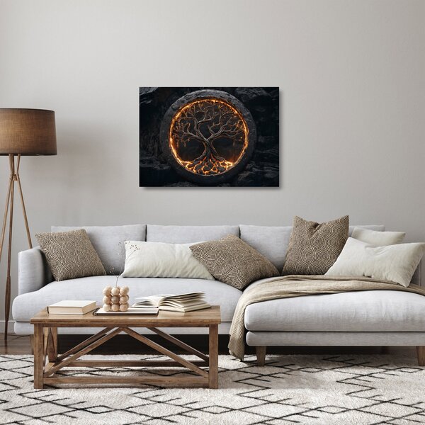 Sklenený obraz – Strom života v láve I. (70x50 cm)