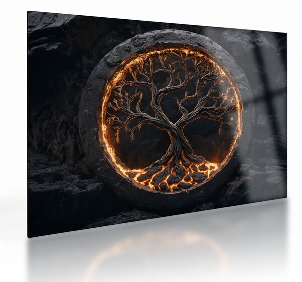 Sklenený obraz – Strom života v láve I. (70x50 cm)