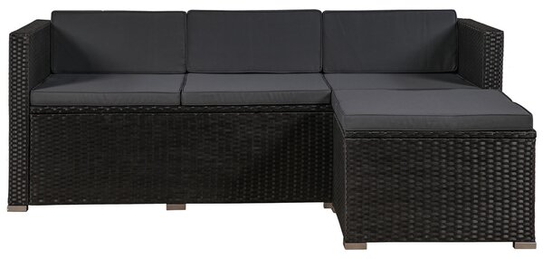 Záhradný ratanový set Punta Cana M - čierny/antracit podušky