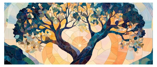 Obraz – Mozaika – slnko a strom II. (120x50 cm)