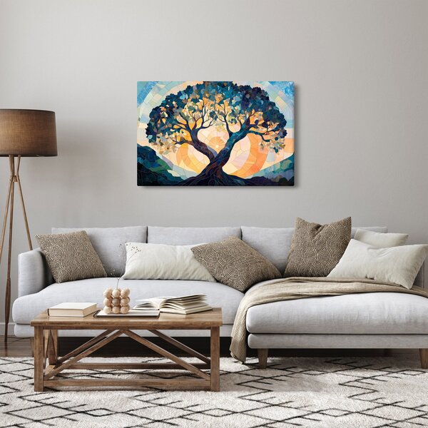 Obraz – Mozaika – slnko a strom II. (90x60 cm)