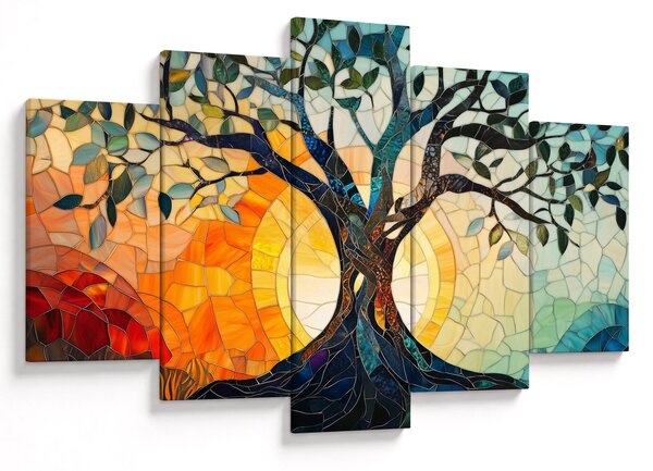 Obraz – Mozaika – slnko a strom I. (150x105 cm)