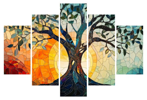 Obraz – Mozaika – slnko a strom I. (150x105 cm)