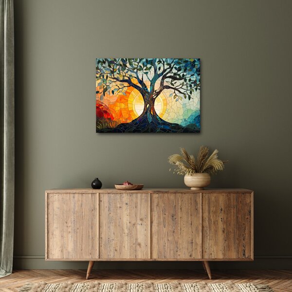 Obraz – Mozaika – slnko a strom I. (70x50 cm)
