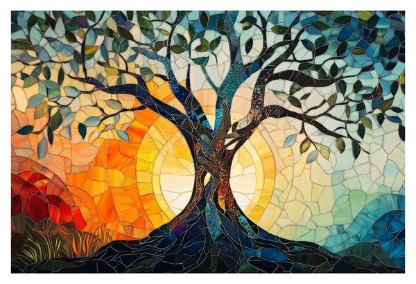 Obraz – Mozaika – slnko a strom I. (90x60 cm)