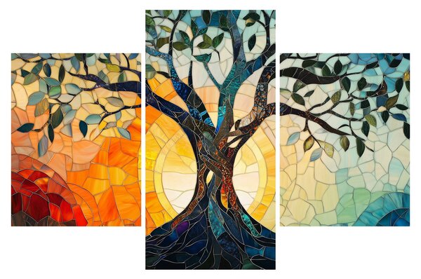 Obraz – Mozaika – slnko a strom I. (90x60 cm)