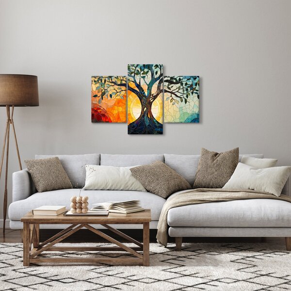 Obraz – Mozaika – slnko a strom I. (90x60 cm)