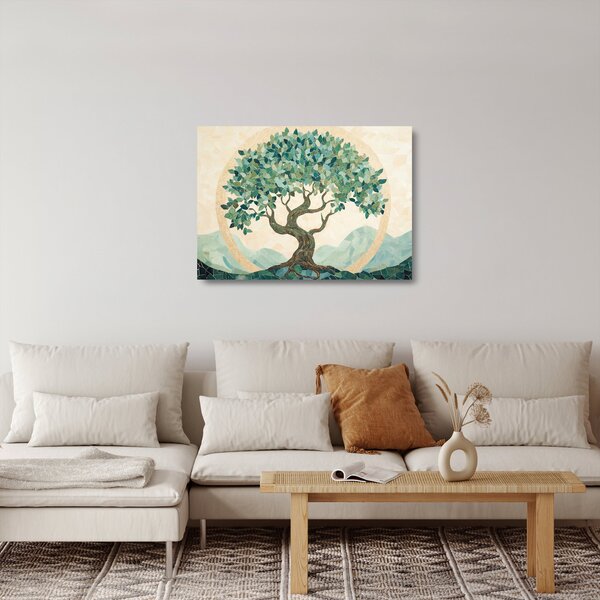 Sklenený obraz – Elegantná mozaika so stromom (70x50 cm)